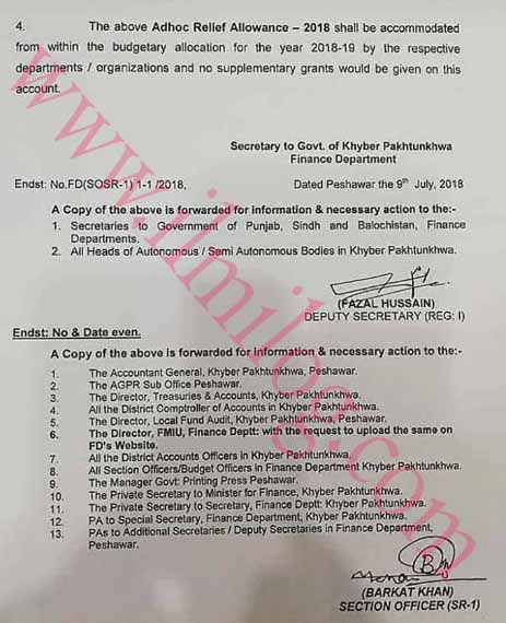 Adhoc Relief Allowance 2018