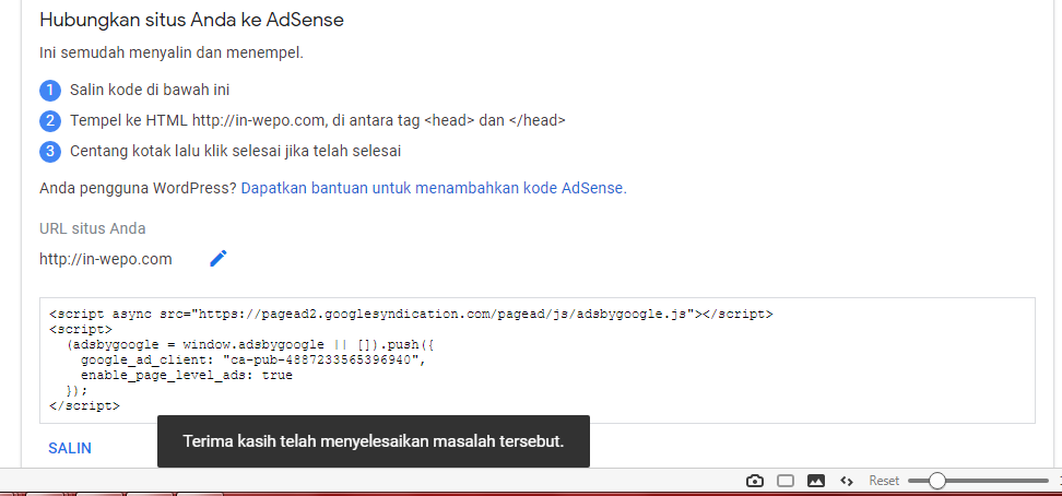 Peninjauan dari Google AdSense 