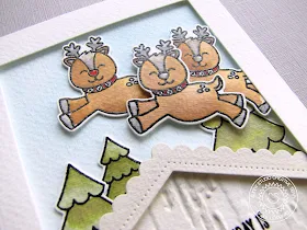 Sunny Studio Stamps: Gleeful Reindeer Rooftop Holiday Christmas Card by Emily Leiphart