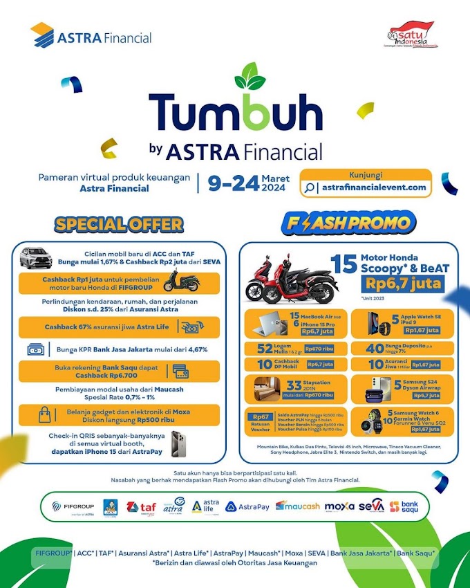 Dapatkan harga sepeda Motor Seharga RP, 6,7 Juta di Tumbuh by Astra Financial