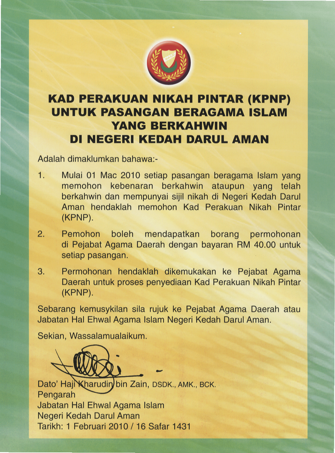 Atas Surat Perakuan Nikah Selangor
