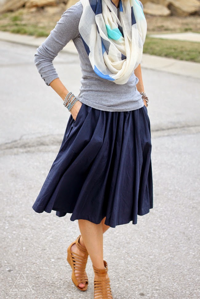 What I Wore - Navy, Gray, and Cream - ONE little MOMMA