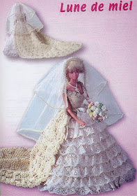 vestido de noiva de crochê para Barbie com gráficos 2