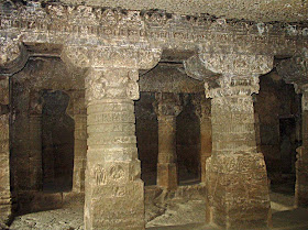 Aurangabad cave sculpted pillars