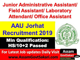 AAU Jorhat Recruitment 2019