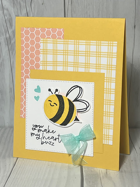 Bee-Themed Valentine greeting card using the Stmapin' Up! Bee My Valentine Bundle and Accessories
