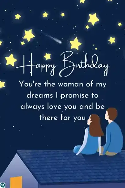 romantic happy birthday girlfriend wishes images with couple starring at stars
