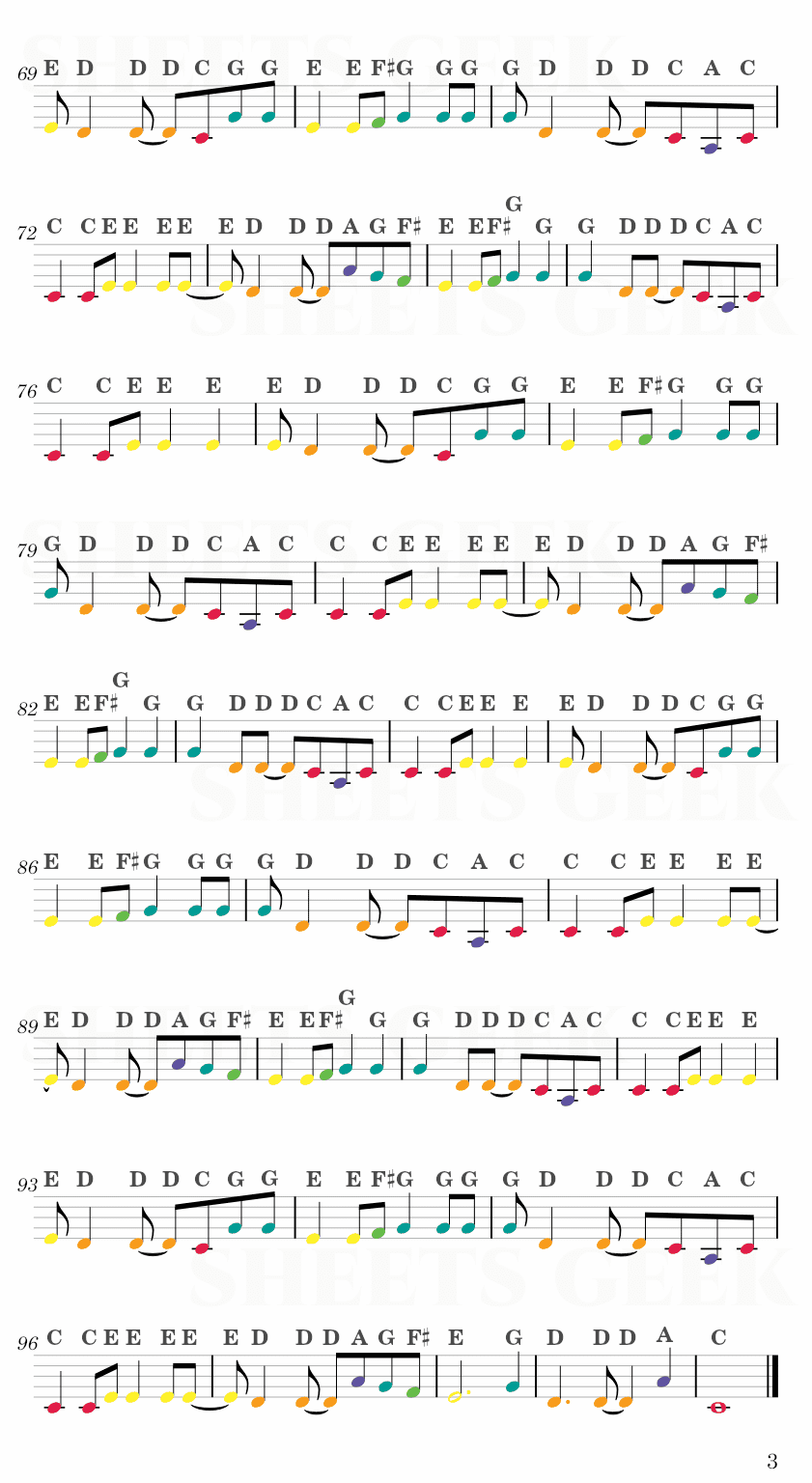 Can't Let Go - DJVI (Geometry Dash) Easy Sheet Music Free for piano, keyboard, flute, violin, sax, cello page 3