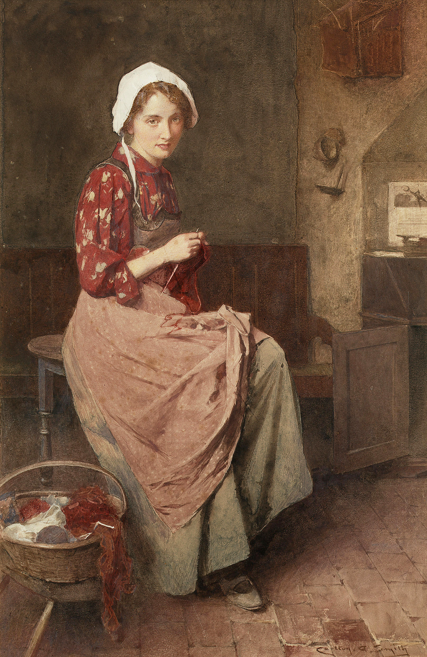 Carlton-Alfred-Smith-A-young-girl-knitting