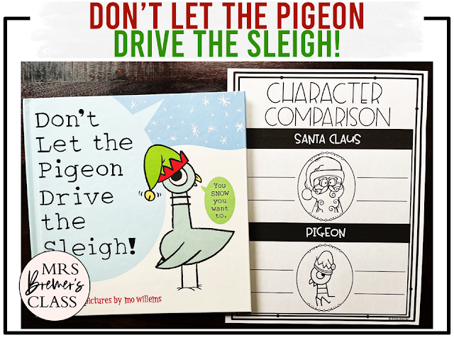 Don't Let the Pigeon Drive the Sleigh book activities unit with literacy printables, reading companion activities, lesson ideas, and a craft for Kindergarten and First Grade