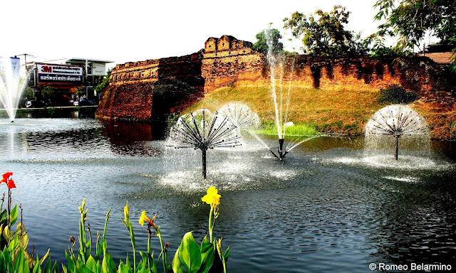 City Walls and Moat Surrounding Chiang Mai Thailand