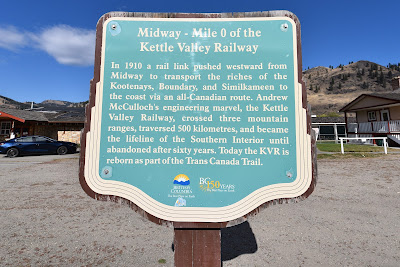 Kettle Valley Rail Trail historical sign Midway BC.