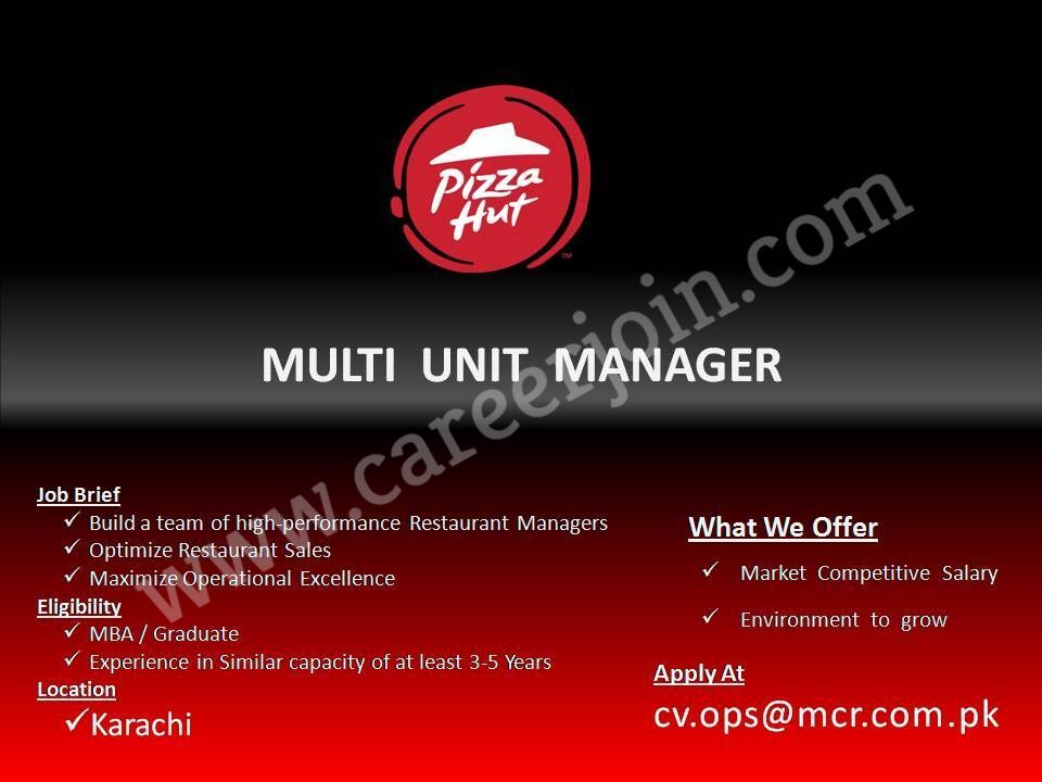 Jobs in Pizza Hut Pakistan