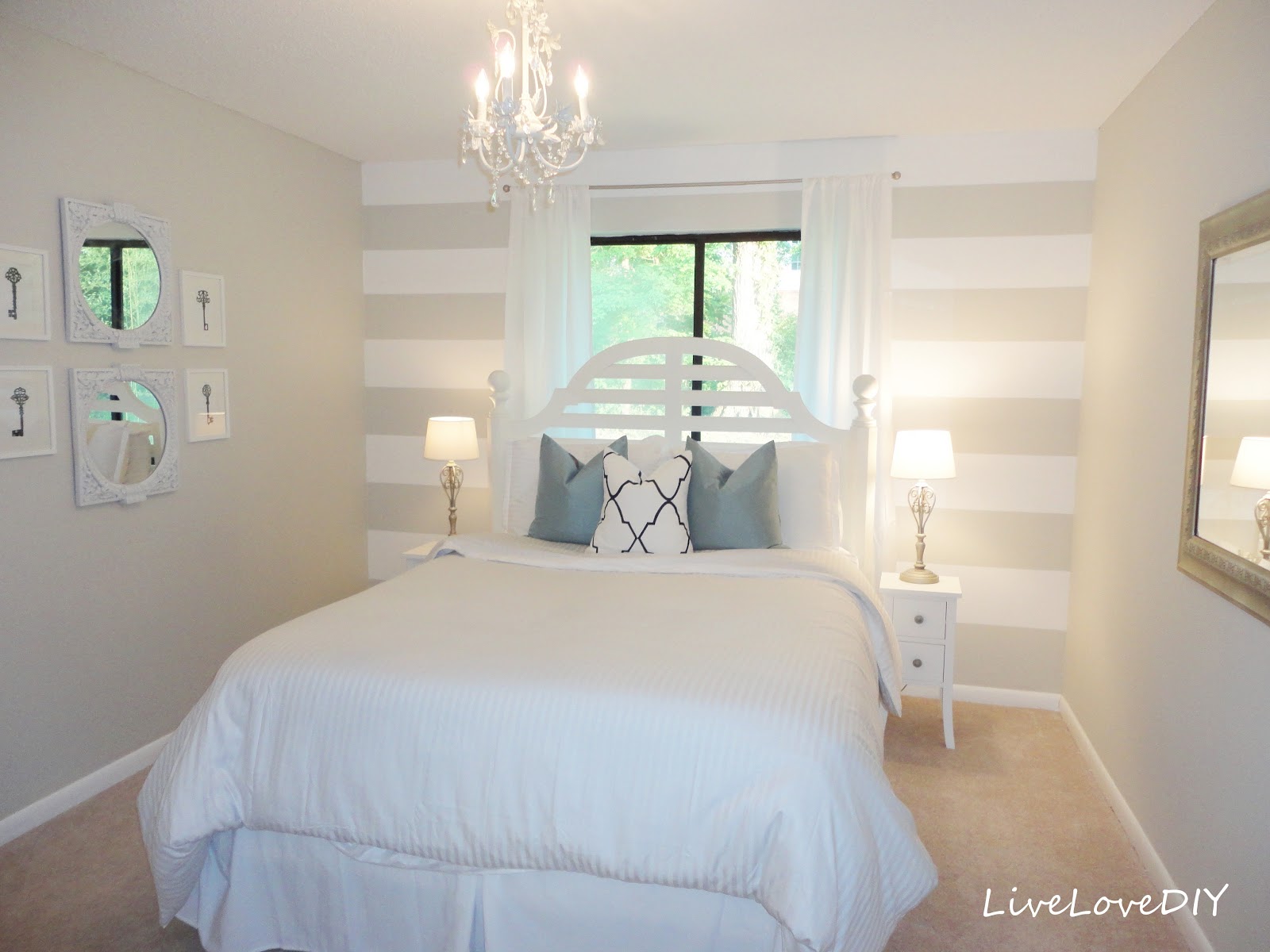 LiveLoveDIY: DIY Striped Wall Guest Bedroom Makeover
