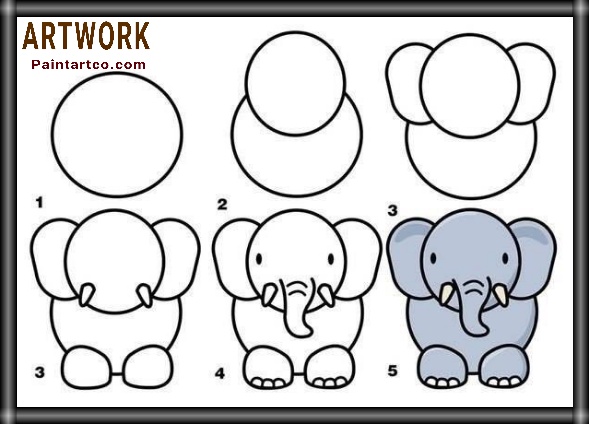 رسم فيل للاطفال ملون - Al Ilmu 12