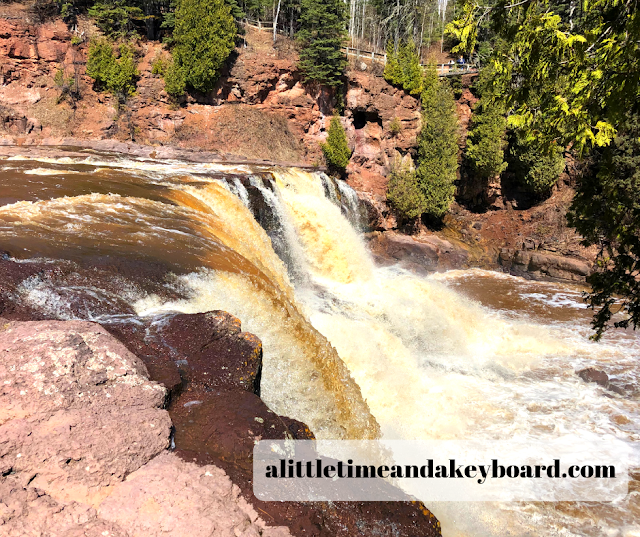 Vantage point of the upper falls at Gooseberry Falls in Minnesota