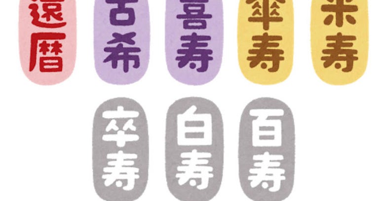 いろいろな長寿祝いのイラスト文字 縦書き かわいいフリー素材集 いらすとや