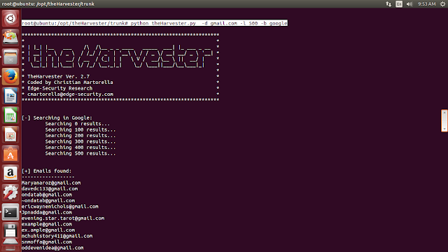 install theHarvester in ubuntu linux and get gmail id list