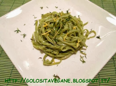 blede, limoni, pasta, pasta fresca, Primi, ricette vegan, tagliolini, timo, 