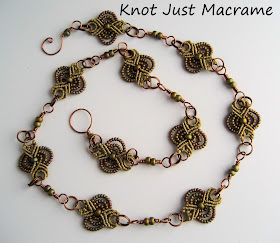 necklace made of micro macrame pieces and wire connectors