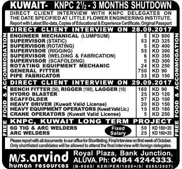 KNPC Kuwait shut down Jobs - free food & Accommodation