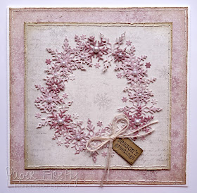 Handmade card with snowflake wreath