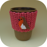 crochet, pause café, mug, tissage de perles, oiseau