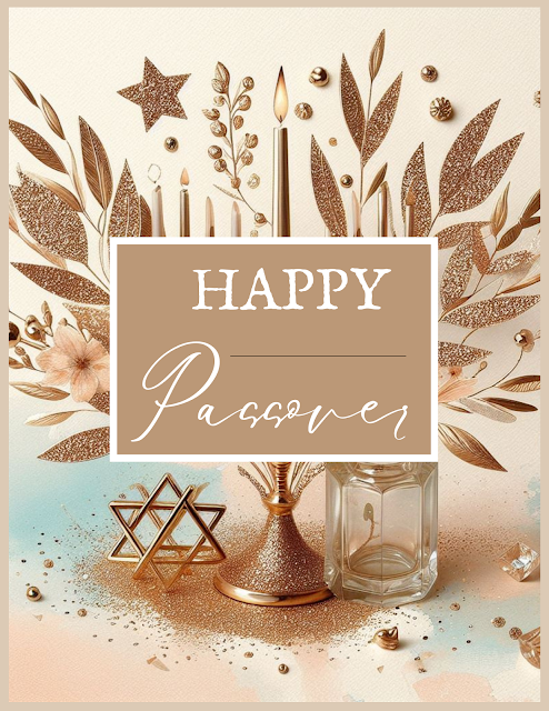 Greeting For Happy Passover Jewish Card Free Printable | Aesthetic Luxury Copper Bronze Glitter Menorah Jewish Decor Modern Cute Background Image Design