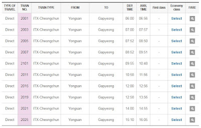 The ITX-Cheongchun Line Schedules