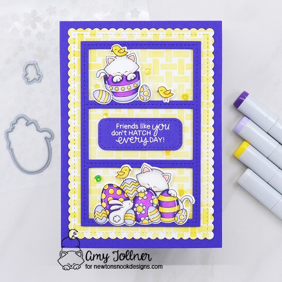 Newton's Easter Basket Stamp and Die Set, Basketweave Stencil, A7 Frames and Banners Die Set by Newton's Nook Designs #newtonsnookdesigns #newtonsnook #nnd #handmade