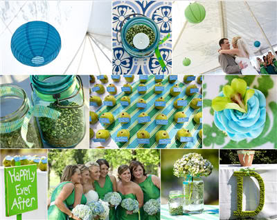 BLUE GREEN WHITE WEDDING COLOR PALETTE