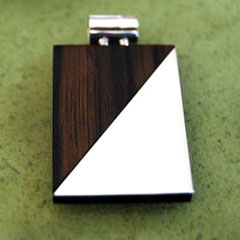 silver wood pendant