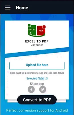 Excel to PDF Upload File Here