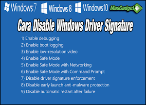 Disable Driver Signature Enforcement(DSE) Semua Windows