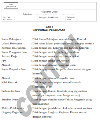 Contoh Program Mutu Konsultansi Konstruksi sesuai dengan Permen