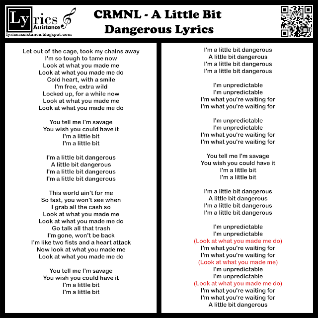 CRMNL - A Little Bit Dangerous Lyrics | lyricsassistance.blogspot.com
