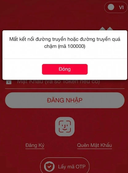 Techcombank bị lỗi 10000, 20168, 100400, Không đăng nhập được