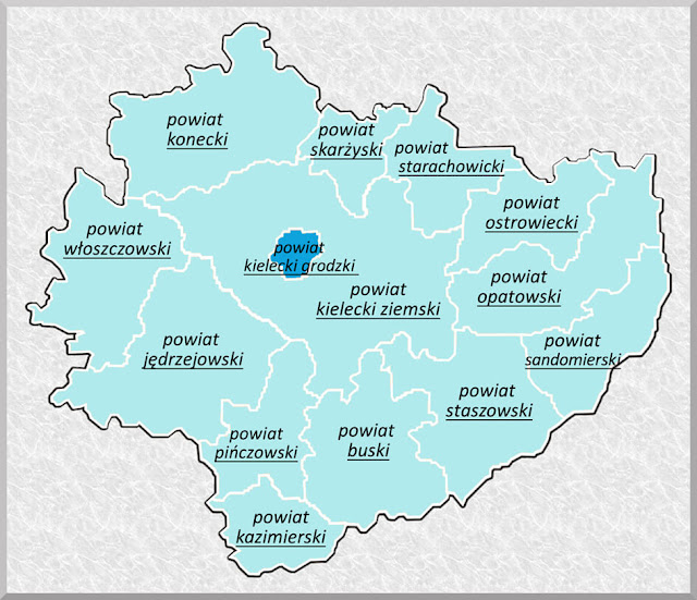 świętokrzyskie powiaty - mapa