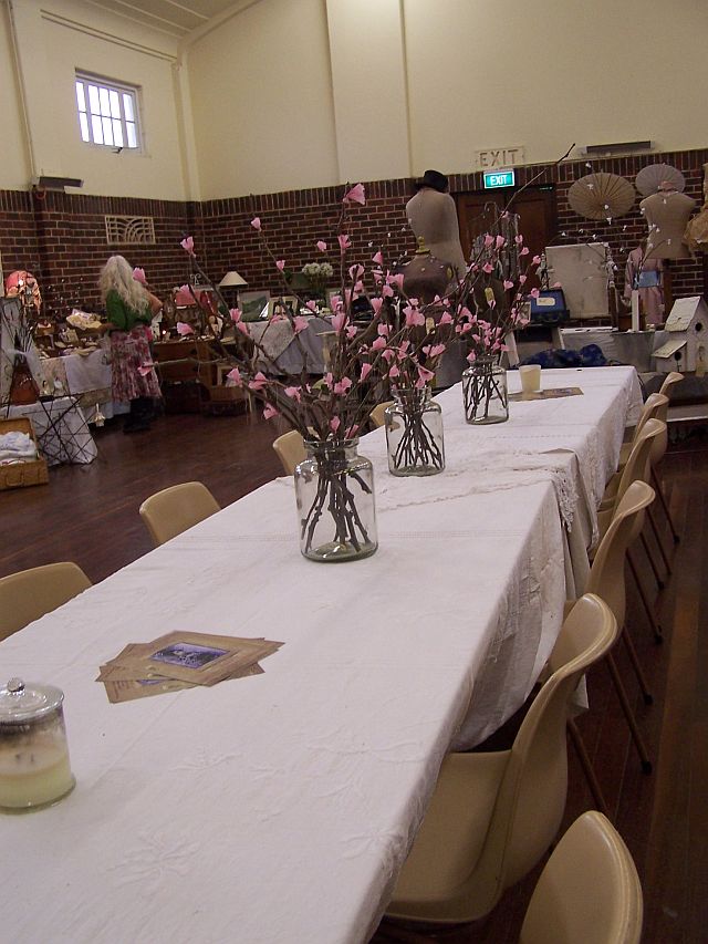Cherry blossom decorations at town hall