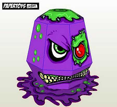 Evil Purple Slime Monster Paper Toy