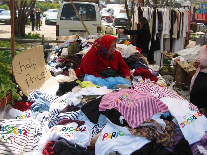 Paris 2012 merchandise for sale half price from street vendor after London wins its bid to host the Games ANON