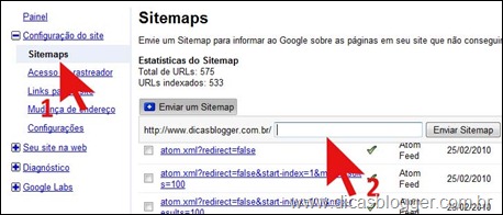 Sitemap com FeedBurner