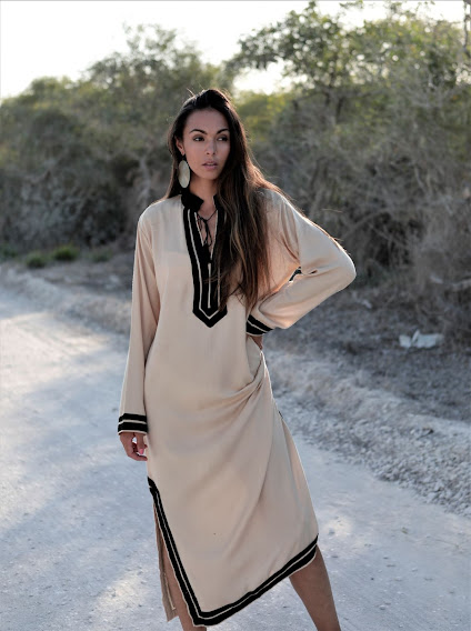 Beige & Black Mariam Maison de Marrakech Kaftan