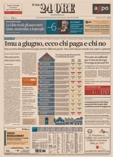 Il Sole 24 Ore del 18 Maggio 2013 | ISSN 0391-786X | PDF HQ | Quotidiano | Economia | Finanza | Politica
Il Sole 24 Ore è il quotidiano economico più venduto tra quelli pubblicati in Italia e il terzo giornale d'informazione più venduto nel paese dopo il Corriere della Sera e La Repubblica.
La testata nacque il 9 novembre 1965 dalla fusione di due quotidiani: Il Sole, fondato nel 1865, e 24 Ore, nato nel 1946.