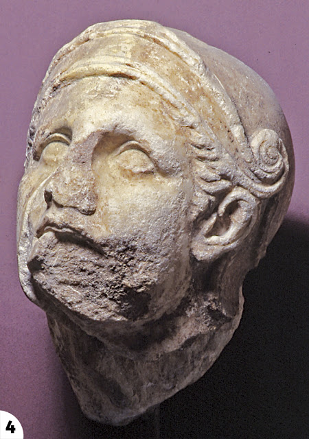 4. Κεφάλι πολεμιστή από το δυτικό αέτωμα του ναού της Αθηνάς στην Τεγέα.