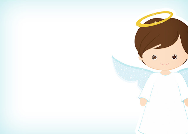 Cute Angel Boy: Free Printable Invitations, Labels or Cards.