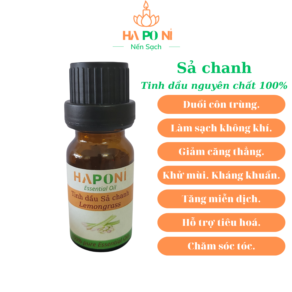 Tinh dầu sả chanh thiên nhiên HAPONI 10ml