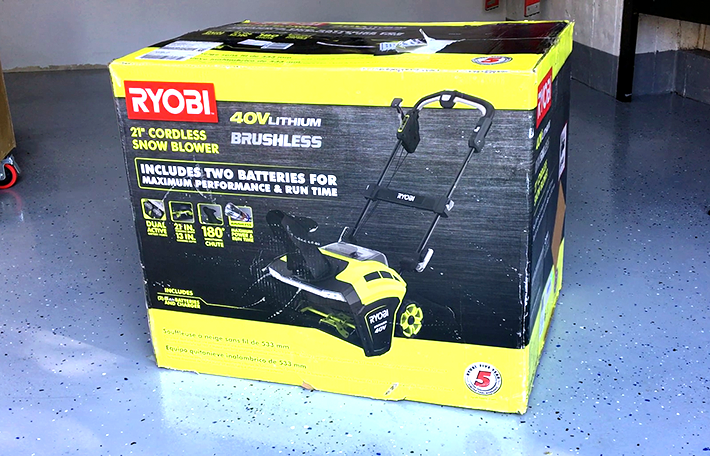 Ryobi snow blower in box