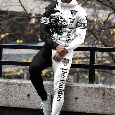 Men's Tracksuit Hoodies Set Graphic Patterned Letter 2 Piece Print Sports & Outdoor Casual Sports 3D Print Sportswear Basic Essential Hoodies Sweatshirts White Black Blue