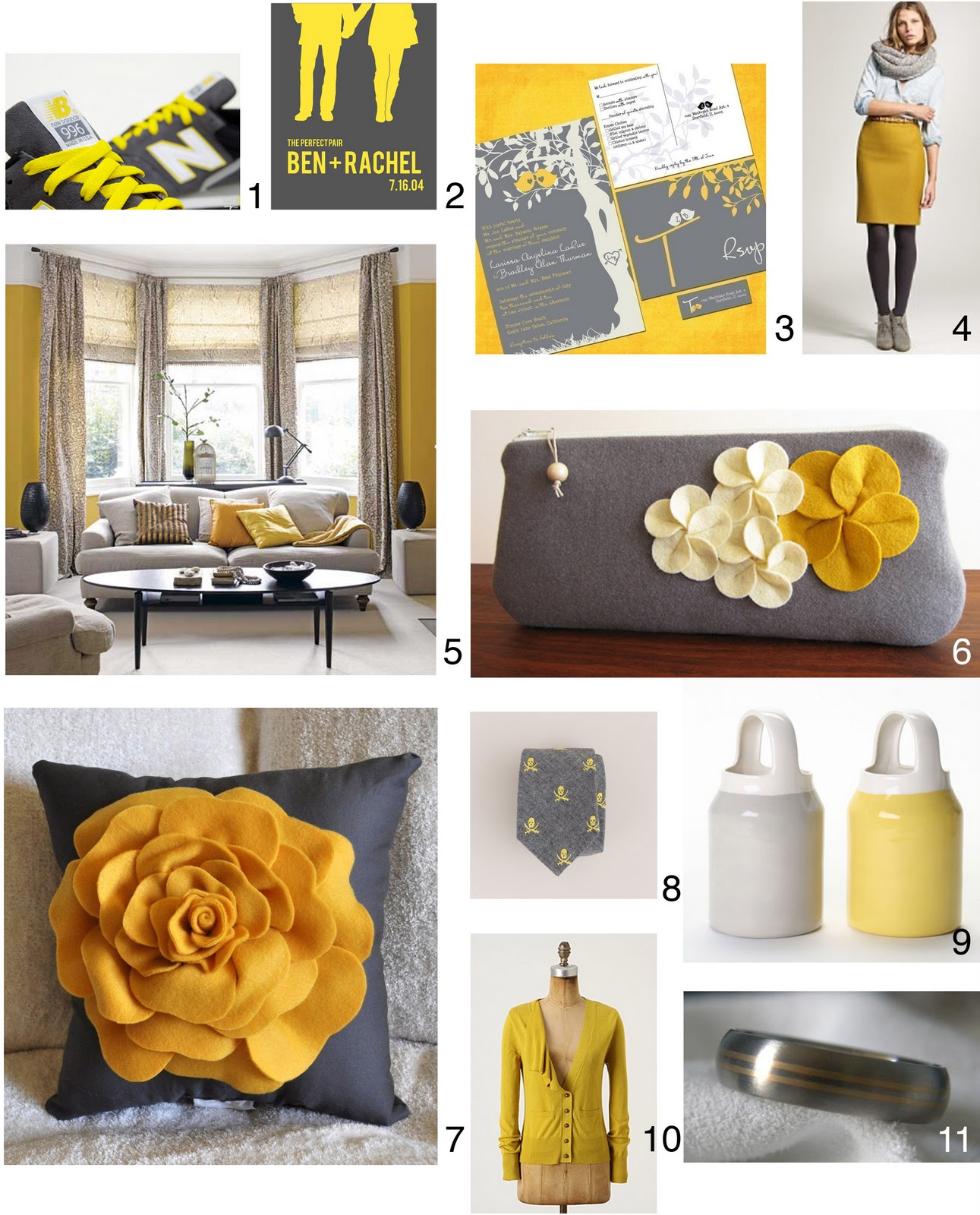 grey and yellow wedding ideas